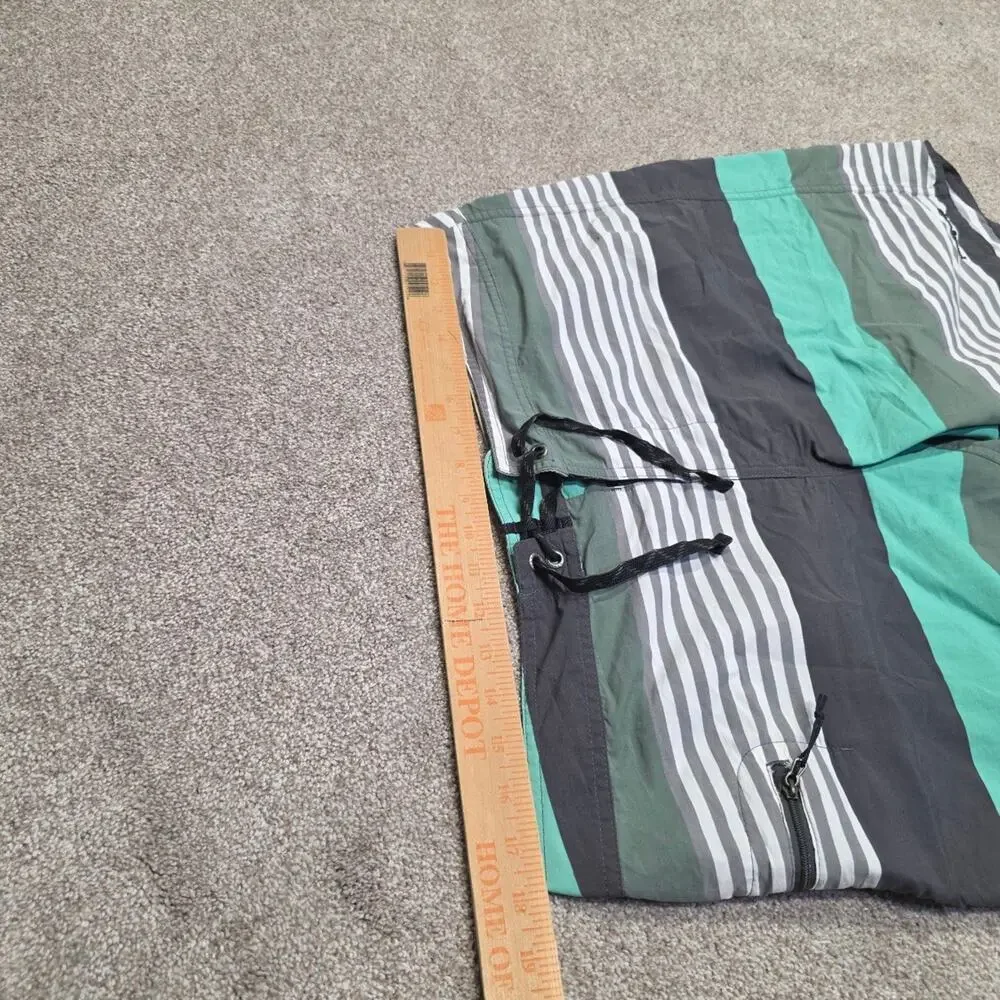 Coastal Surfer Patagonia Men's Board Shorts Size 36 Gray Mint Stripe Nylon